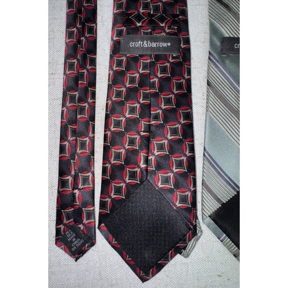 Men's‎ Neck Tie NeckTie LOT of 5 Silk Calvin Klein Croft & Barrow Stripes - Picture 9 of 10